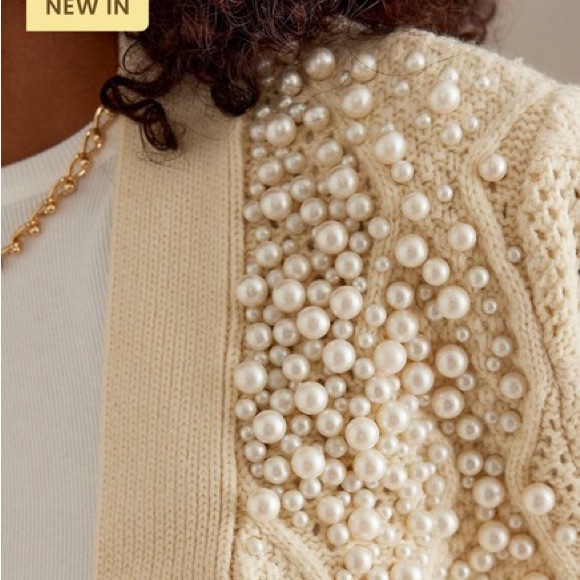 🔮 Anthropologie Pearl Embellished Cable Knit Cardigan - Picture 8 of 8